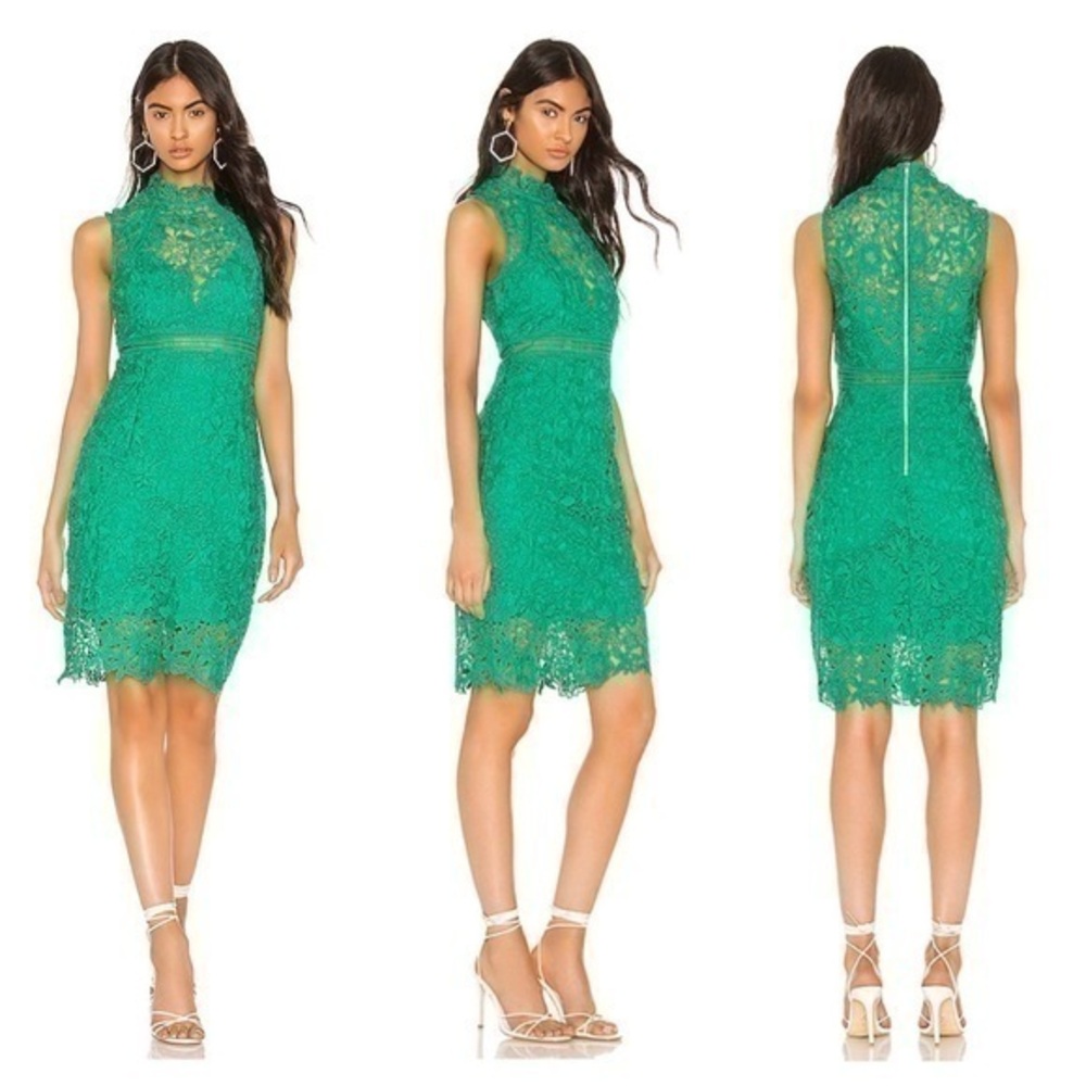 Bardot Eleni Greenlake Lace Mock Neck Sheath Dress 4 C10